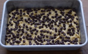 Chocolate Chip Cookie Bars ready to bake